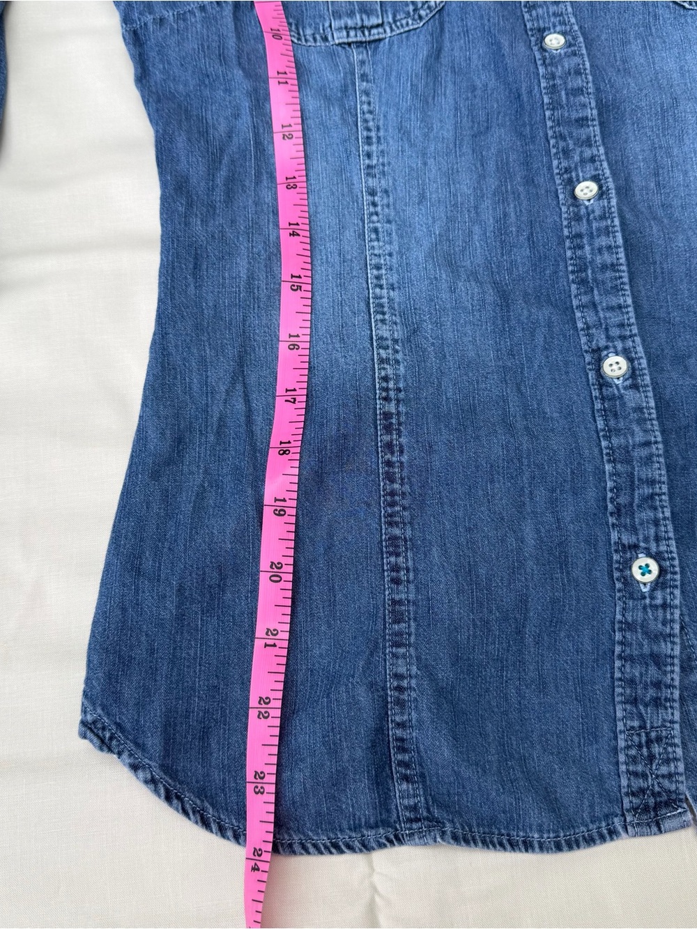 Vintage Denim Button-Down Shirt - Blue - Picture 5 of 5